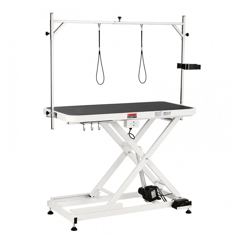 VEVOR Electric Pet Grooming Table, 50 inch Heavy Duty Dog Grooming Station, Upgraded Professional Stand for Large Dogs, Bathing, Trimming, Drying, Height Adjustable, 400 lbs Load, Hooks & Storage Rack