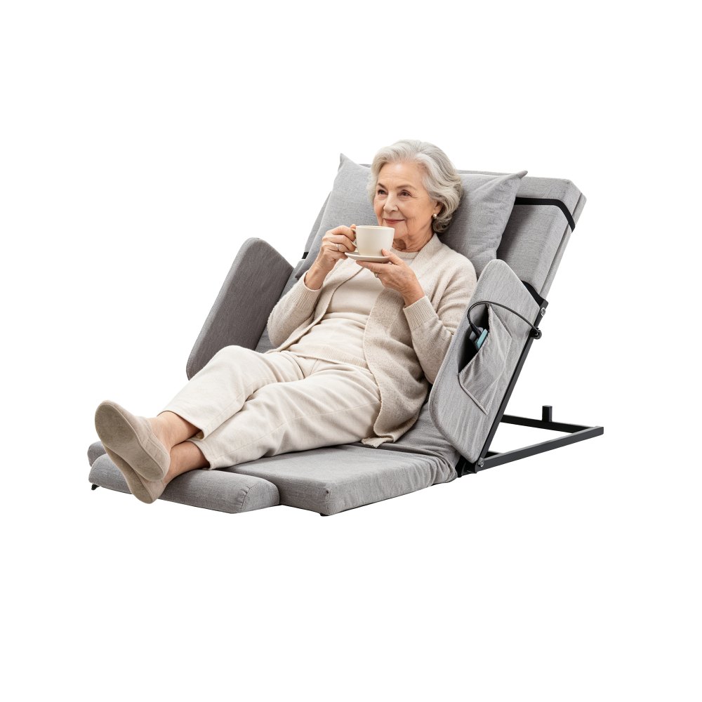 VEVOR Electric Lifting Backrest for Bed, 136kg Capacity, 4-68° Adjustable Lifting Bed Backrest, with Guardrail Armrest & Storage Pouch, Machine Washable, Assist Pregnant Women Elderly Patient Handicap