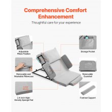 VEVOR Electric Lifting Backrest 136 kg 4-68° Adjustable with Guardrail & Pouch,1185 x 810 mm