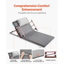 Electric Lifting Backrest 300 lbs 4-68° Adjustable with Folable Guardrail