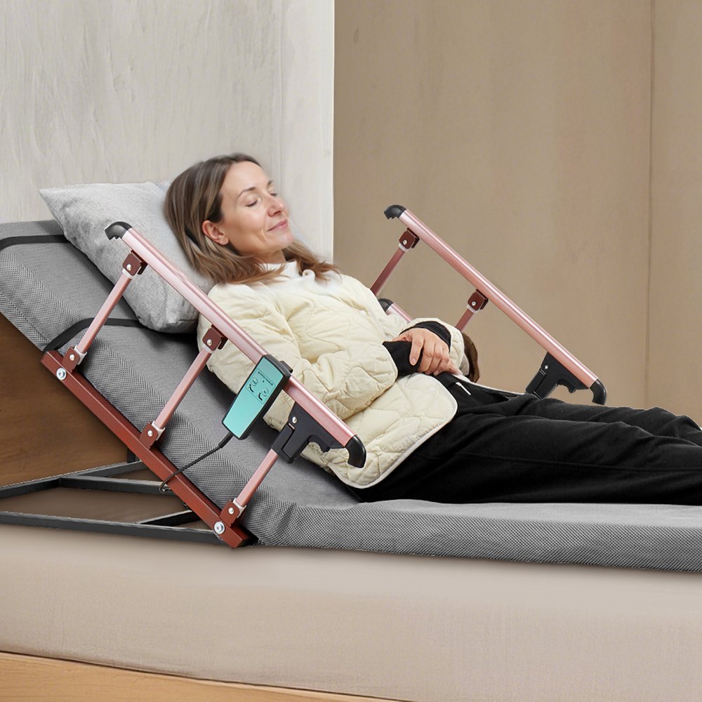 VEVOR Electric Lifting Backrest for Bed, 136 kg Capacity, 4-68° Adjustable Lifting Bed Backrest, with Folable Guardrail & Headrest, Machine Washable, Assist Pregnant Women Elderly Patient Handicap