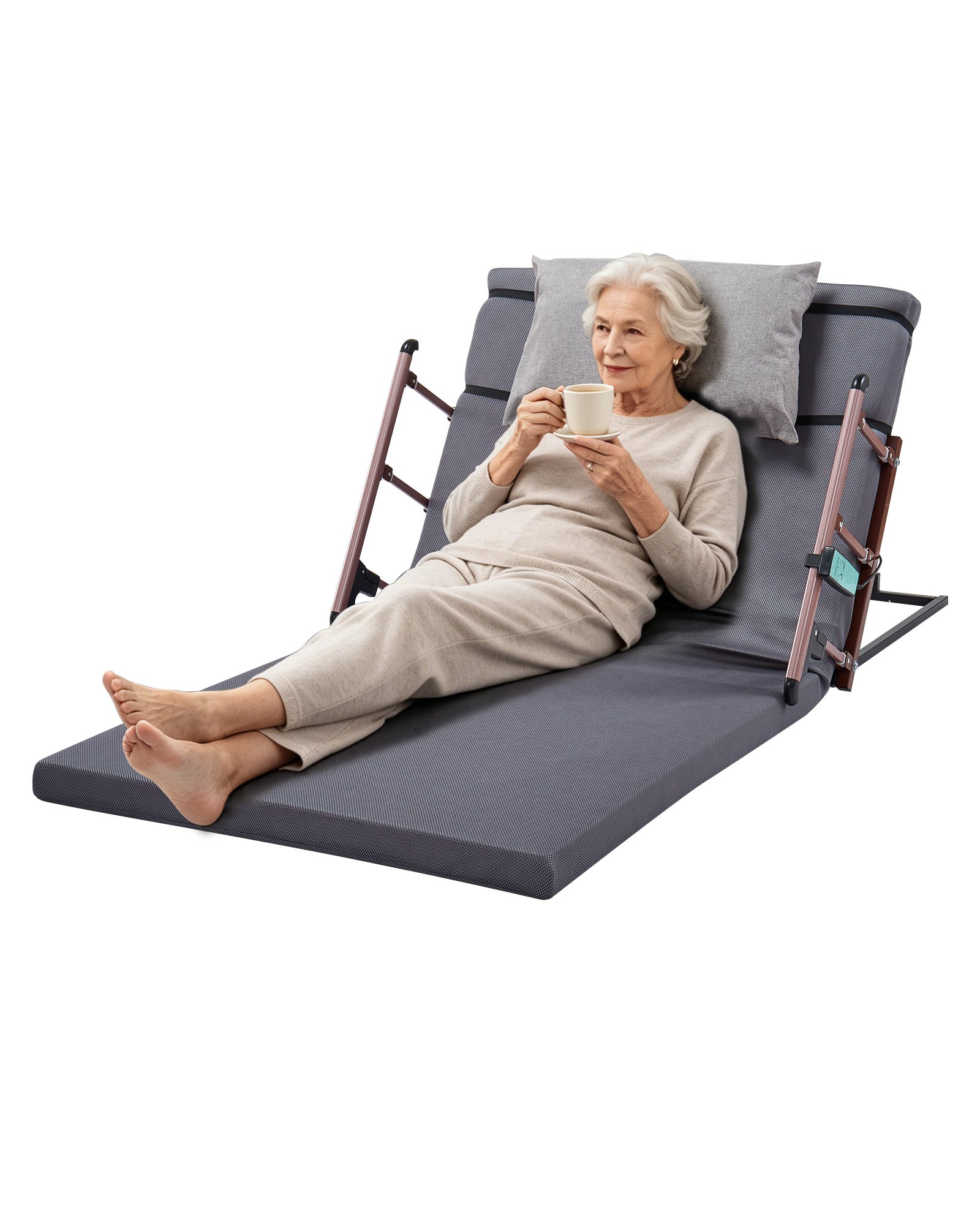 VEVOR Electric Lifting Backrest for Bed, 136 kg Capacity, 4-68° Adjustable Lifting Bed Backrest, with Folable Guardrail & Headrest, Machine Washable, Assist Pregnant Women Elderly Patient Handicap