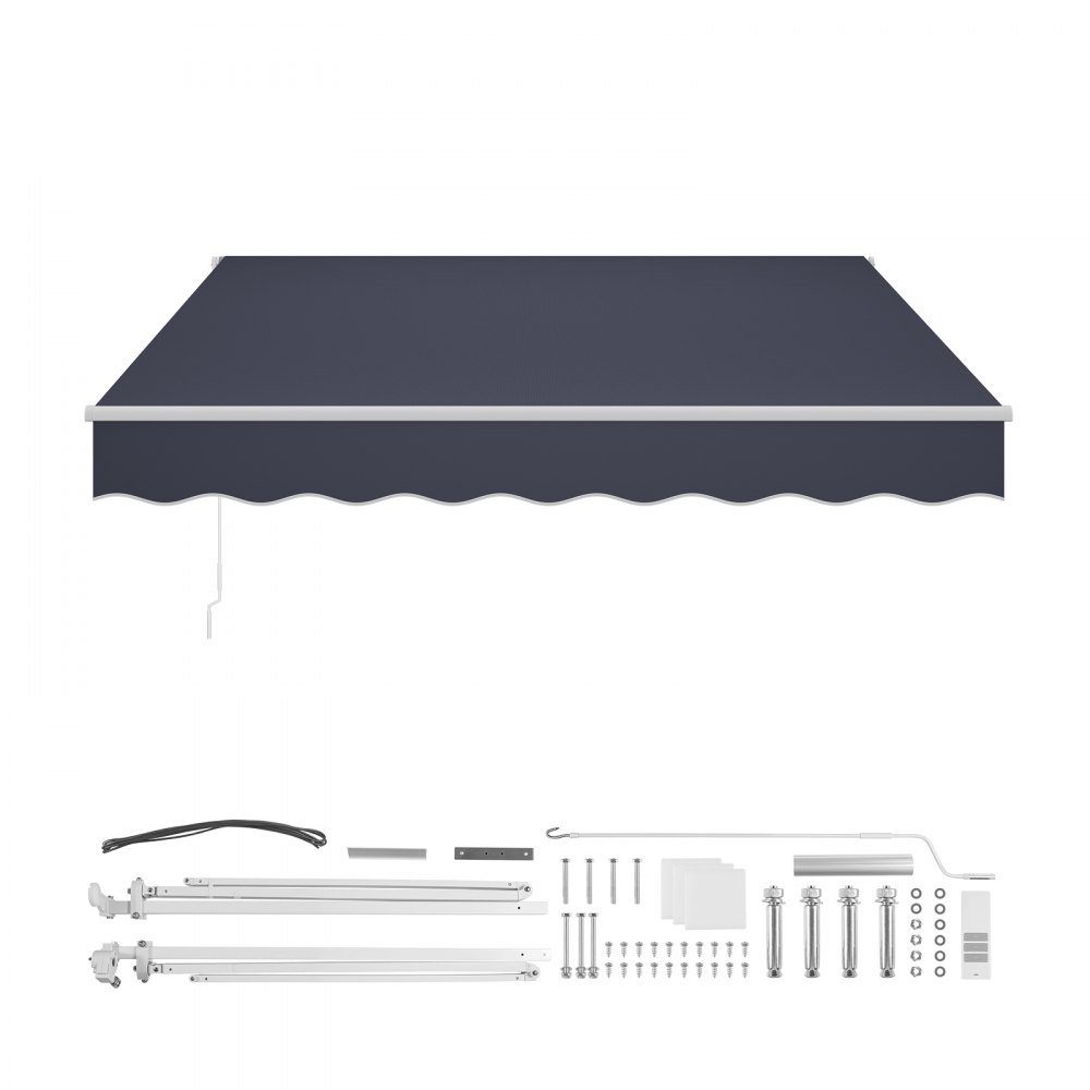 VEVOR Electric Retractable Awning, 9.8' x 8.2' Motorized Patio Awning, Sunshade Shelter with Remote Controller & Manual Crank Handle, Waterproof Polyester Fabric for Outdoor Deck, Balcony, Yard, Gray