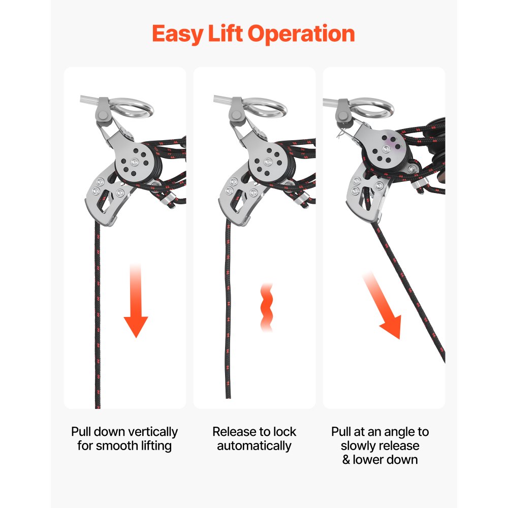 VEVOR Hard Top Remover Lift, 99.79 kg, Jeep Hardtop Removal Storage Roof Hoist with Anti-Drop System, Easy One-Person Operation, Support 8-16 in Ceiling, for 2-Door & 4-Door Jeep Wrangler JK JL & Ford