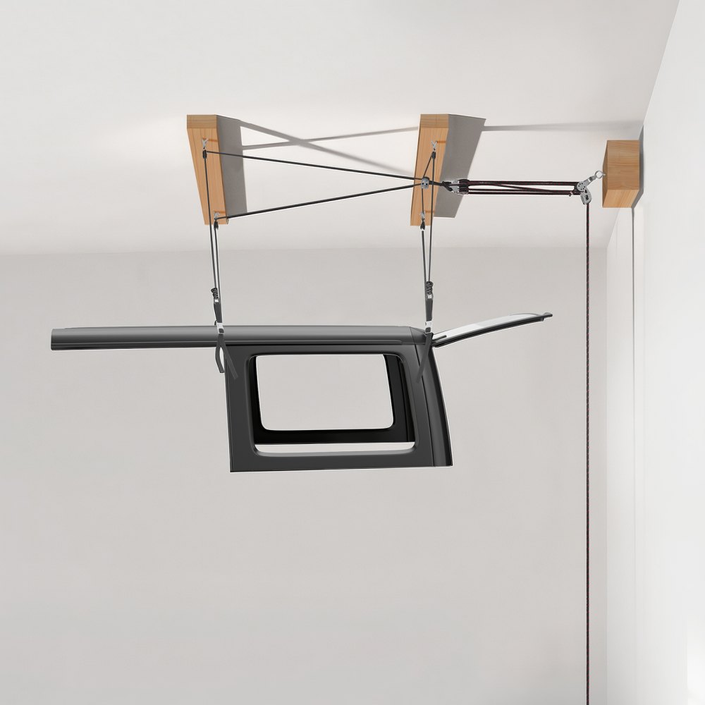 VEVOR Hard Top Remover Lift, 99.79 kg, Jeep Hardtop Removal Storage Roof Hoist with Anti-Drop System, Easy One-Person Operation, Support 8-16 in Ceiling, for 2-Door & 4-Door Jeep Wrangler JK JL & Ford