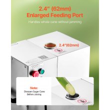 800W Commercial Electric Sugar Cane Juicer 661LBS/H 4 Rollers 2.4" Inlet