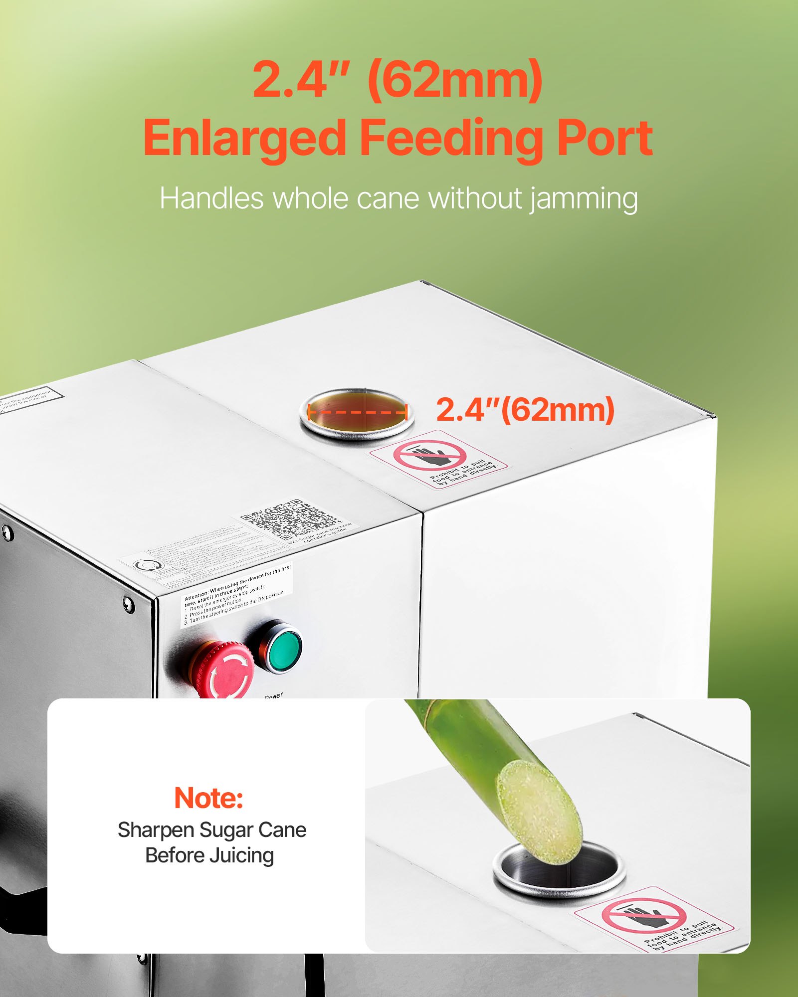 VEVOR Commercial Sugar Cane Juicer, 800W Electric Sugarcane Juicer Machine with 300KG/H High Output, 4 Stainless Steel Rollers, Sugar Cane Press Juice Extractor Squeezer for Home/Commercial Use