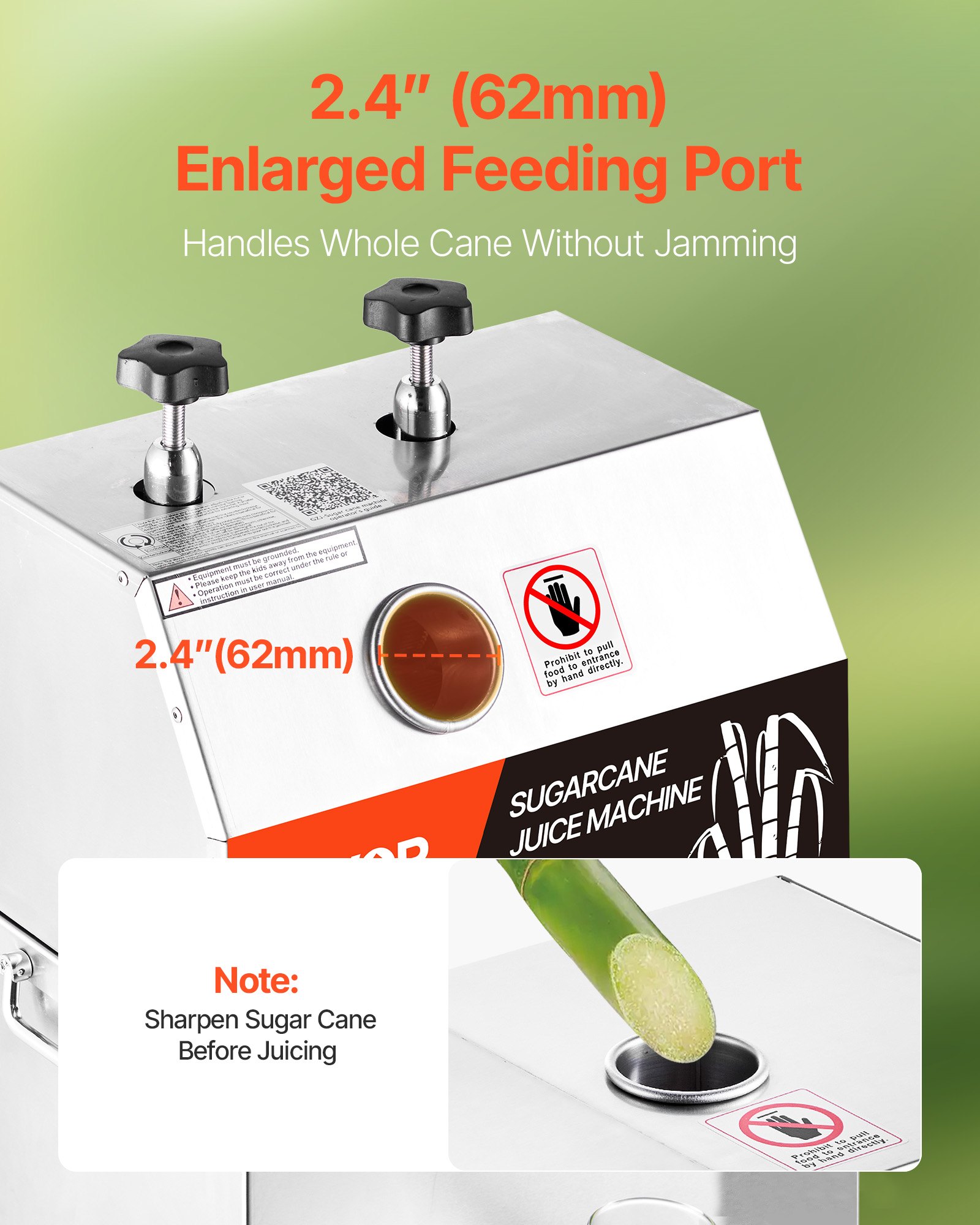 VEVOR Commercial Sugar Cane Juicer, 750W Electric Sugarcane Juicer Machine with 300KG/H High Output, 3 Stainless Steel Rollers, Sugarcane Juice Press Extractor Squeezer on Wheels for Home/Commercial