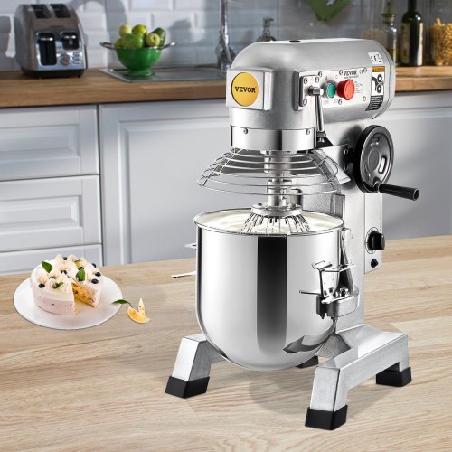 VEVOR Commercial Food Mixer, 15Qt Commercial Mixer with Timing Function, 500W Stainless Steel Bowl Heavy Duty Electric Food Mixer Commercial with 3 Speeds Adjustable 113/184/341 RPM, Dough Hook Whisk Beater Included, Perfect for Bakery Pizzeria