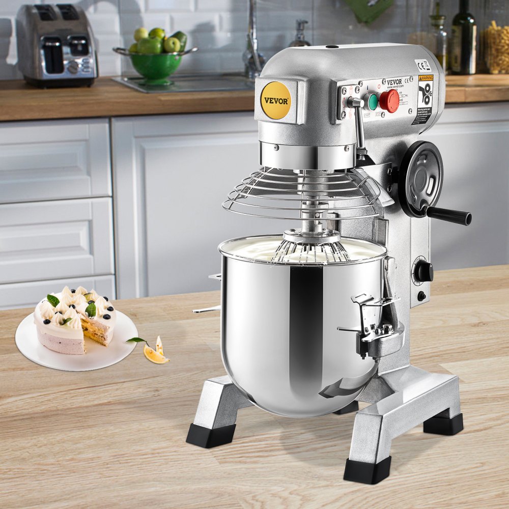 VEVOR Commercial Stand Mixer, 850W Heavy Duty Electric Food Mixer, 15Qt Stainless Steel Bowl with 3 Speeds Adjustable 113/184/341 RPM, Dough Hook Whisk Beater Included, Perfect for Bakery Pizzeria