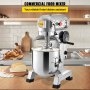 VEVOR Commercial Food Mixer, 20Qt Commercial Mixer with Timing Function, 750W Stainless Steel Bowl Heavy Duty Electric Food Mixer Commercial with 3 Speeds Adjustable 108/199/382 RPM, Dough Hook Whisk Beater Included, Perfect for Bakery Pizzeria