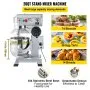 VEVOR Commercial Food Mixer, 20Qt Commercial Mixer with Timing Function, 750W Stainless Steel Bowl Heavy Duty Electric Food Mixer Commercial with 3 Speeds Adjustable 108/199/382 RPM, Dough Hook Whisk Beater Included, Perfect for Bakery Pizzeria