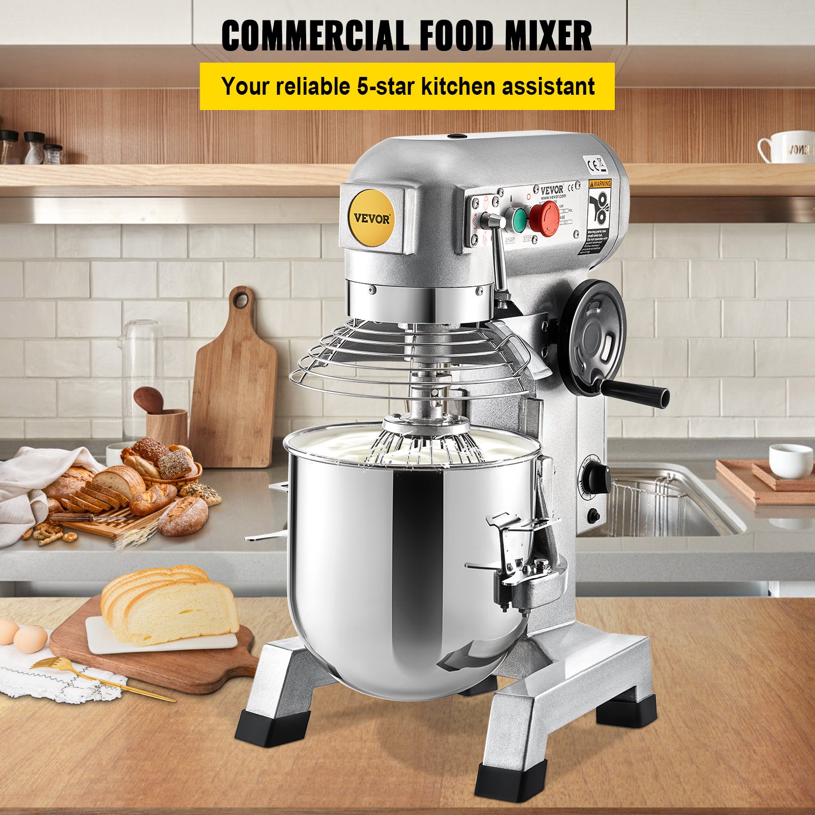 Commercial Food Mixer, 20Qt Commercial Mixer with Timing Function, 750W Stainless Steel Bowl Heavy Duty Electric Food Mixer Commercial with 3 Speeds Adjustable 108/199/382 RPM, Dough Hook Whisk Beater Included, Perfect for Bakery Pizzeria Commercial Food Mixer, 20Qt Commercial Mixer with Timing Function, 750W Stainless Steel Bowl Heavy Duty Electric Food Mixer Commercial with 3 Speeds Adjustable 108/199/382 RPM, Dough Hook Whisk Beater Included, Perfect for Bakery Pizzeria