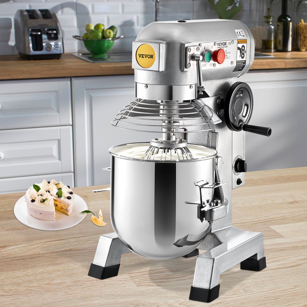 VEVOR Commercial Stand Mixer, 28.4 L Stainless Steel Bowl, 1500W Heavy Duty Electric Food Mixer with 3 Speeds Adjustable 108/199/382 RPM, Dough Hook Whisk Beater Included, Perfect for Bakery Pizzeria