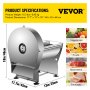 VEVOR Electric Food Slicer, 10In Manual Vegetable Fruit Slicer, 0-0.4 In Adjustable Thickness Fruit Slicer Machine with Removable Stainless Steel Blade, Non-Slip Feet Commercial Food Slicer, Silver