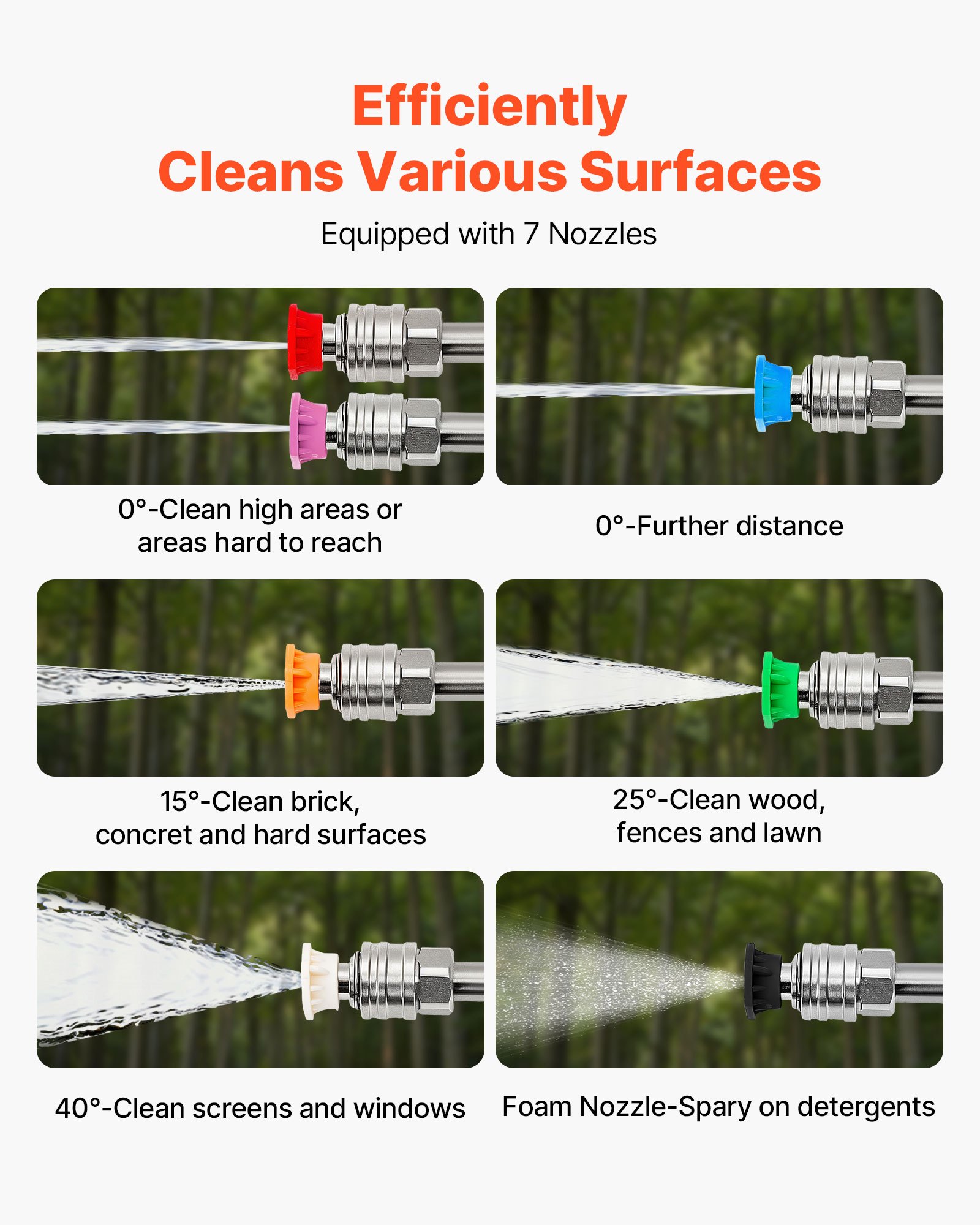 VEVOR 2.74 m Pressure Washer Telescoping Wand, 3-Section with Power Washer Extension Wands, 7 Nozzles, Hose Adapter, Support Belt, Storage Bag, 4000 PSI Telescopic Gutter Cleaner for High Cleaning