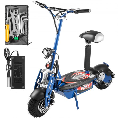 Folding Electric Scooter with Large Wheels, Powerful 48v 1000w Motor Blue