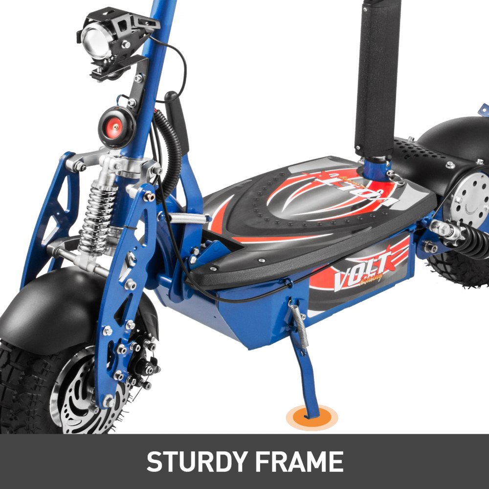 Folding Electric Scooter with Large Wheels, Powerful 48v 1000w Motor Blue