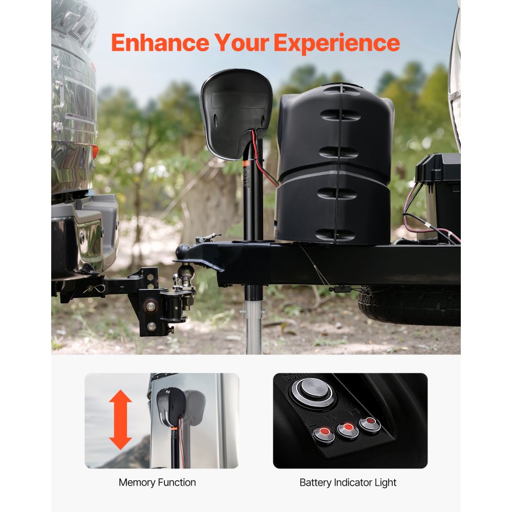 VEVOR Electric Trailer Jack, 3500 lbs, Heavy Duty RV Electric Power Tongue Jack with 2 Way Connector, Memory Function, Crank Handle & Weatherproof Jack Cover, 9.5"-26.3" Lift, for Trailers & Campers