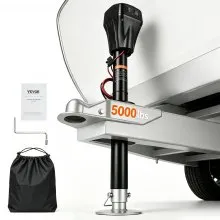VEVOR Electric Trailer Jack, 5000 lbs, Heavy Duty RV Electric Power Tongue Jack with 2 Way Connector, Manual Crank Handle & Weatherproof Jack Cover, 10"-28.3" Lift, for RVs, Trailers & Campers, Black