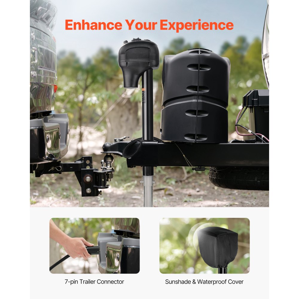 VEVOR Electric Trailer Jack, 3500 lbs, Heavy Duty RV Electric Power Tongue Jack with 7-pin Connector, Manual Crank Handle & Weatherproof Jack Cover, 9.5"-27.5" Lift, for Trailers, Campers & RVs, Black