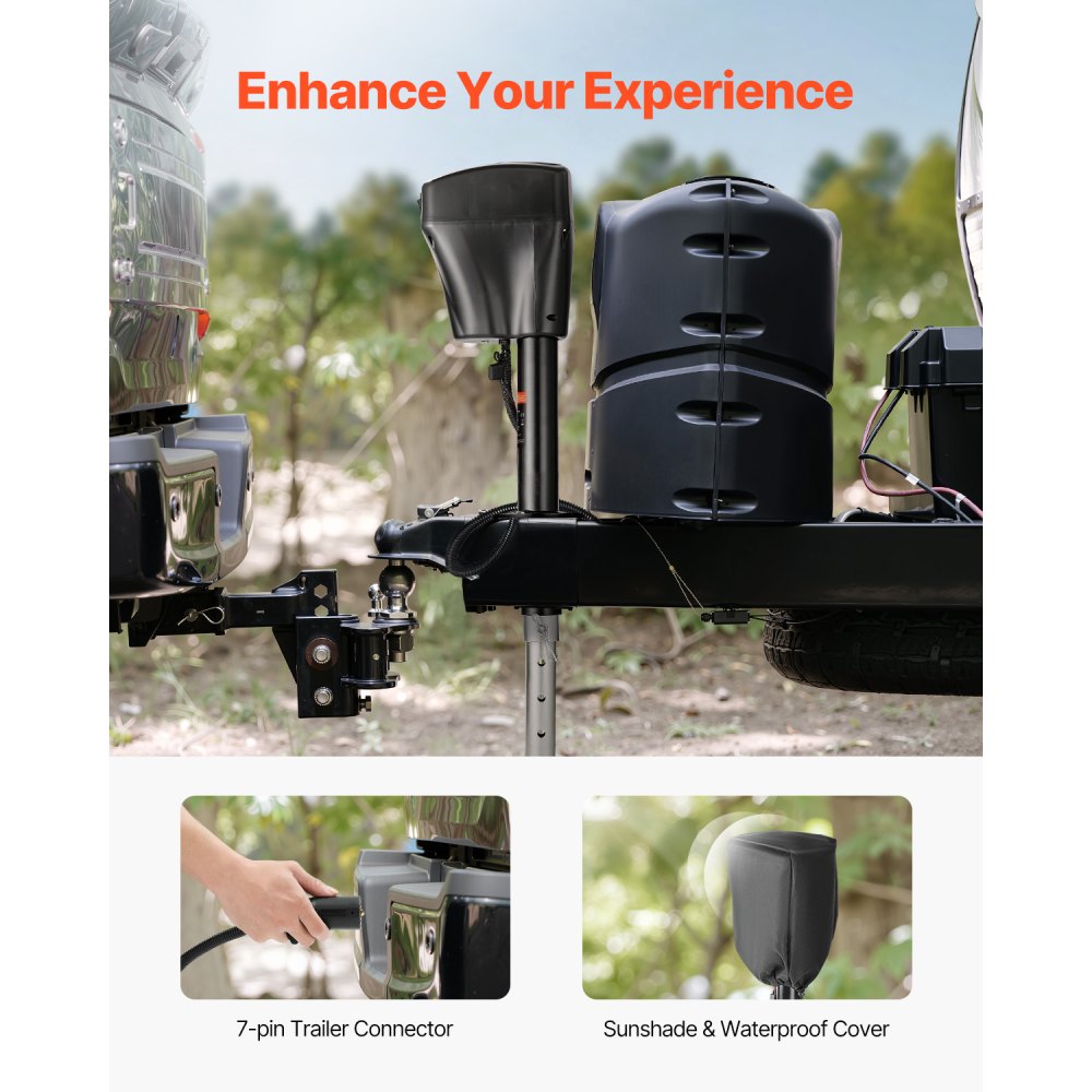 VEVOR Electric Trailer Jack, 5000 lbs, Heavy Duty RV Electric Power Tongue Jack with 7-pin Connector, Manual Crank Handle & Weatherproof Jack Cover, 10"-28.3" Lift, for Trailers, Campers & RVs, Black