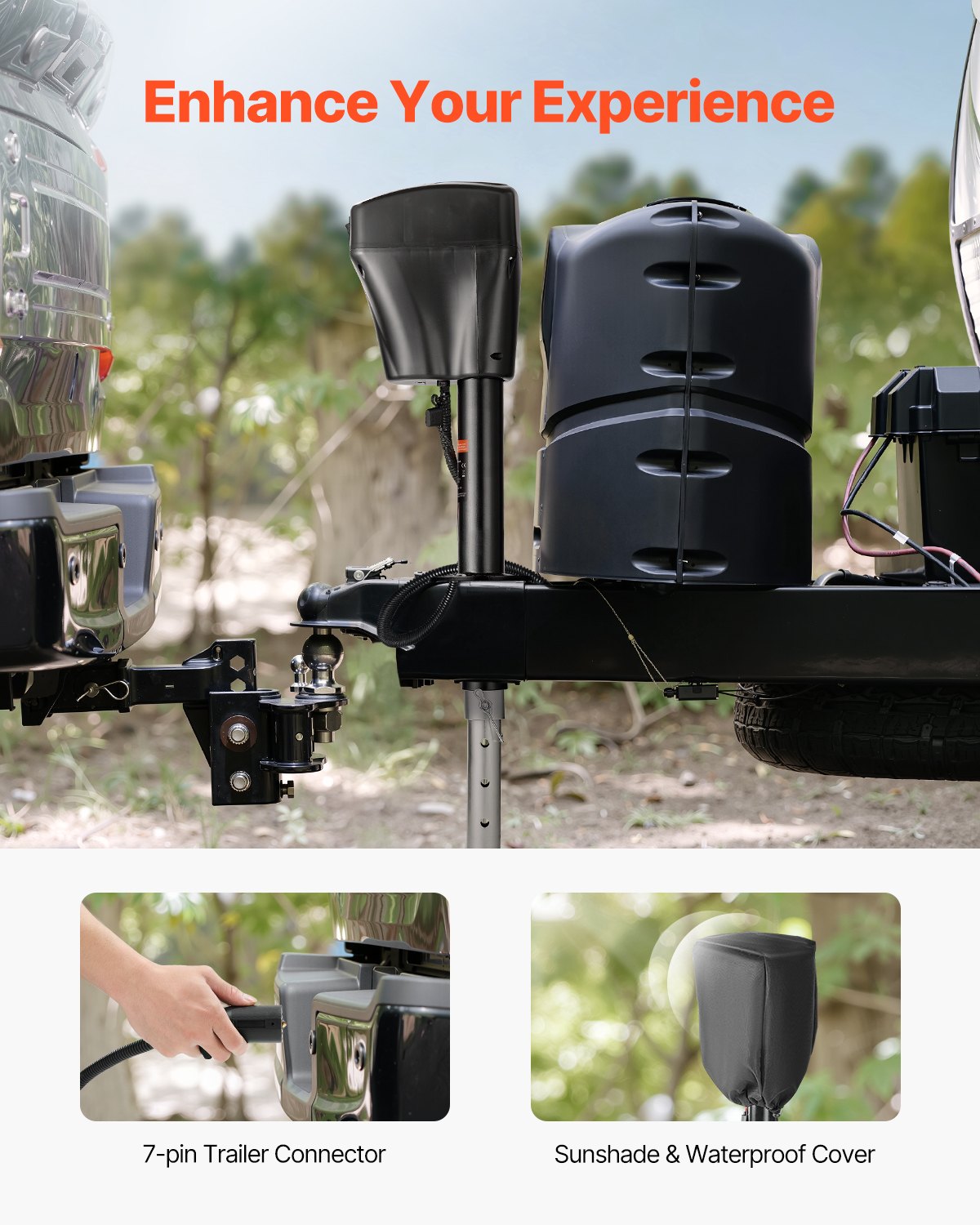 VEVOR Electric Trailer Jack, 5000 lbs, Heavy Duty RV Electric Power Tongue Jack with 7-pin Connector, Manual Crank Handle & Weatherproof Jack Cover, 10"-28.3" Lift, for Trailers, Campers & RVs, Black