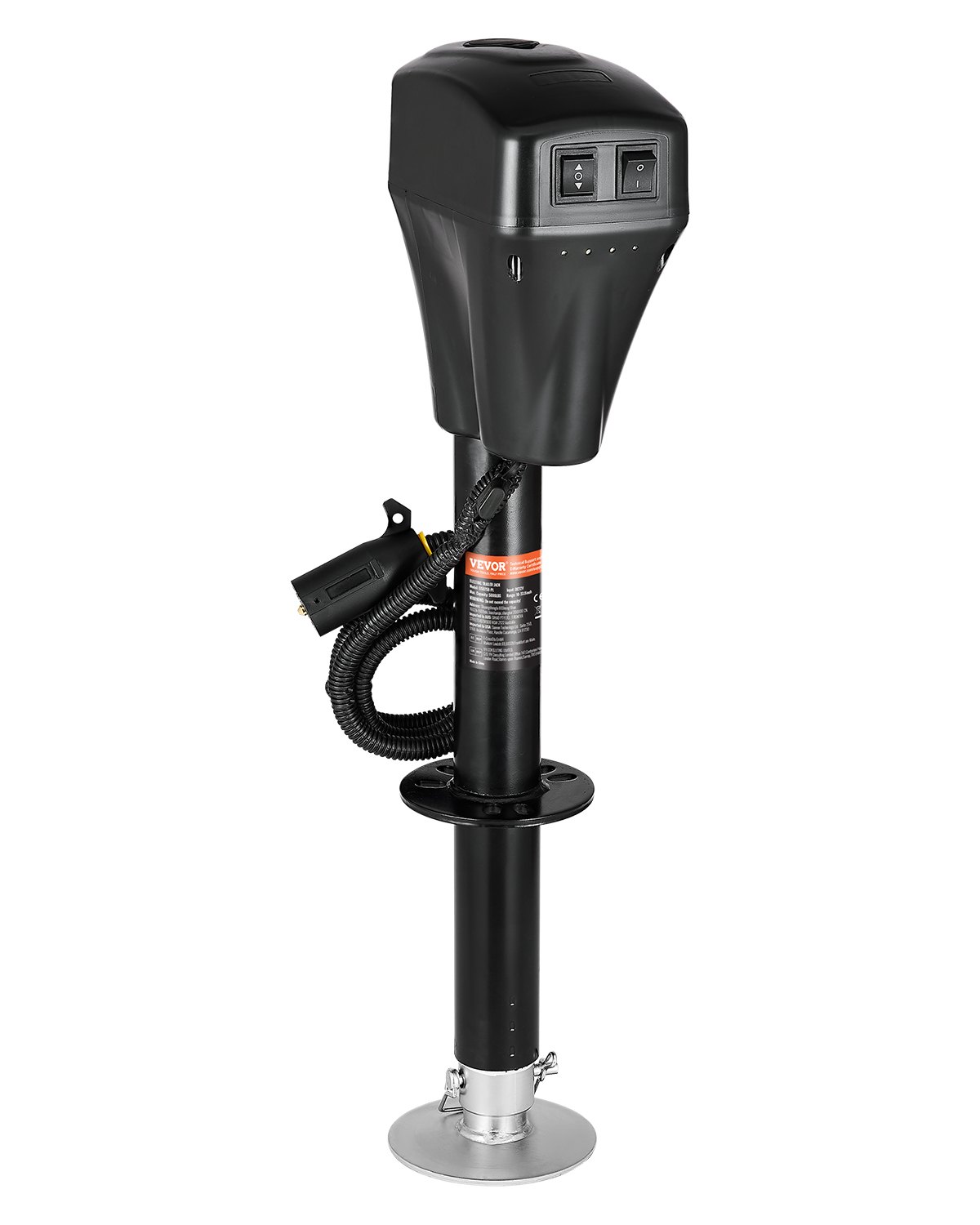 VEVOR Electric Trailer Jack, 5000 lbs, Heavy Duty RV Electric Power Tongue Jack with 7-pin Connector, Manual Crank Handle & Weatherproof Jack Cover, 10"-28.3" Lift, for Trailers, Campers & RVs, Black