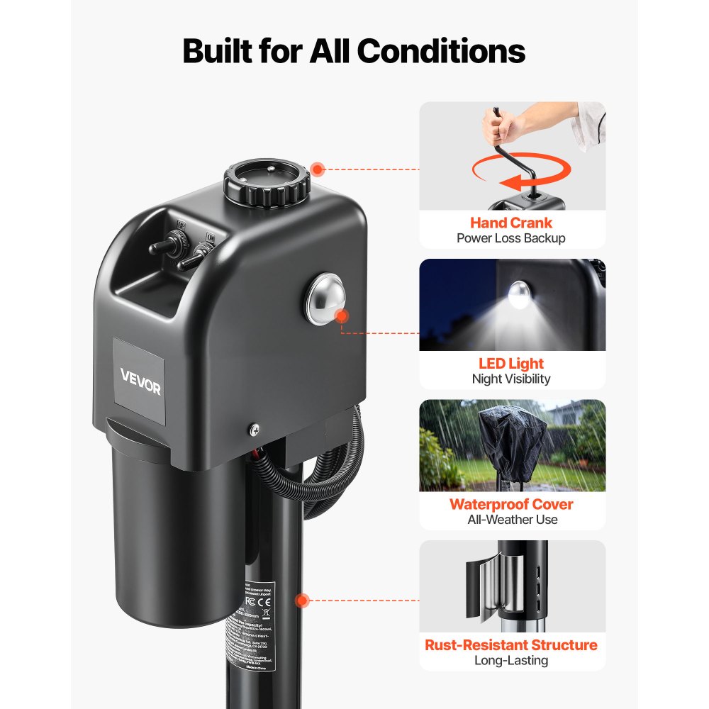 VEVOR Electric Trailer Jack, 7500 lbs Capacity, Electric Power Tongue Jack with Waterproof Protective Cover & LED Light for Travel Trailer, Camper, RV, 9.84-27.84 in Lift, 12V DC with Wiring, Black