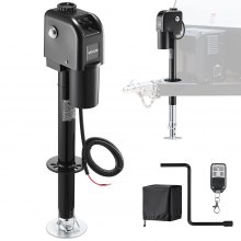 VEVOR Electric Trailer Jack, 7500 lbs Capacity, Electric Power Tongue Jack with Waterproof Protective Cover & LED Light for Travel Trailer, Camper, RV, 9.84-27.84 in Lift, 12V DC with Wiring, Black