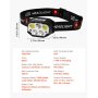 VEVOR 2 Pack Headlamps, Bright LED Rechargeable Headlight, Lightweight Head Flashlight with 12 Lighting Modes & Motion Sensor, Adjustable Headband, Head Lamps for Camping, Running, Hiking, Fishing