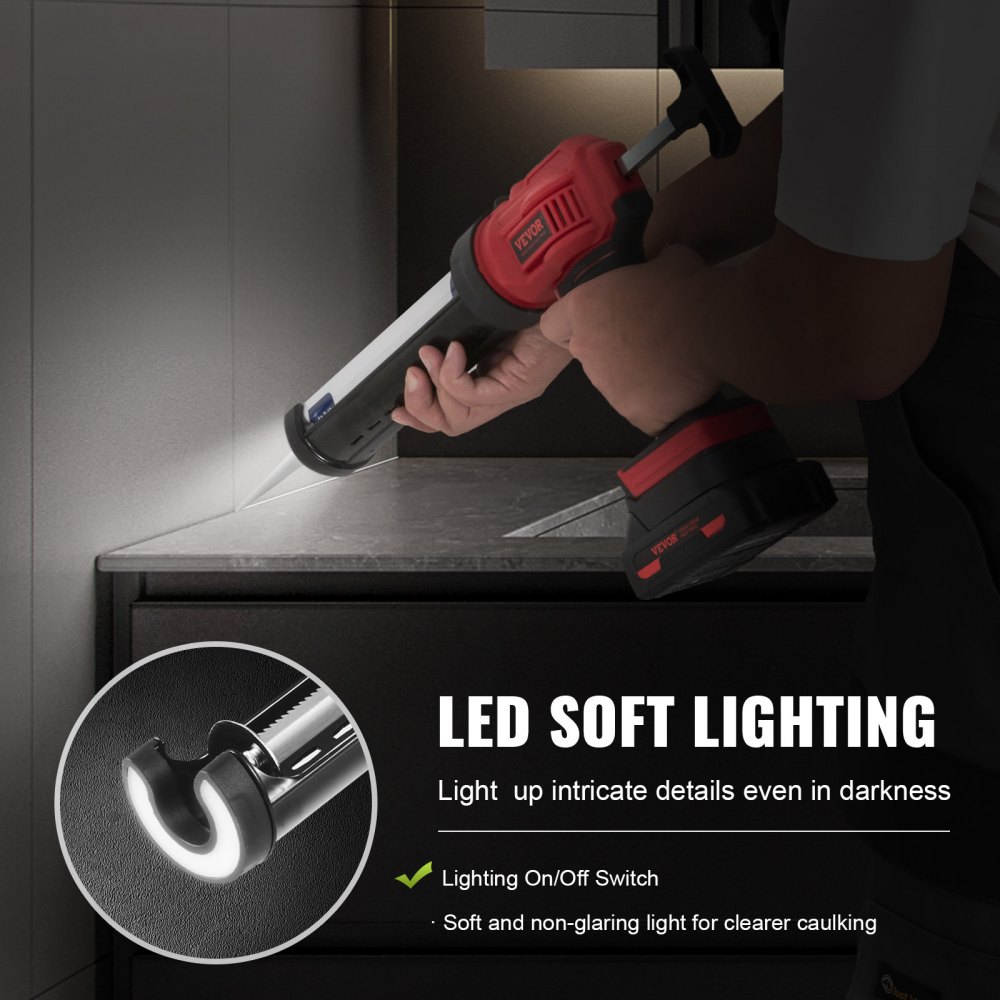 VEVOR 20V Cordless Electric Caulking Gun 10oz/300ml with 4 Adjustable Speeds