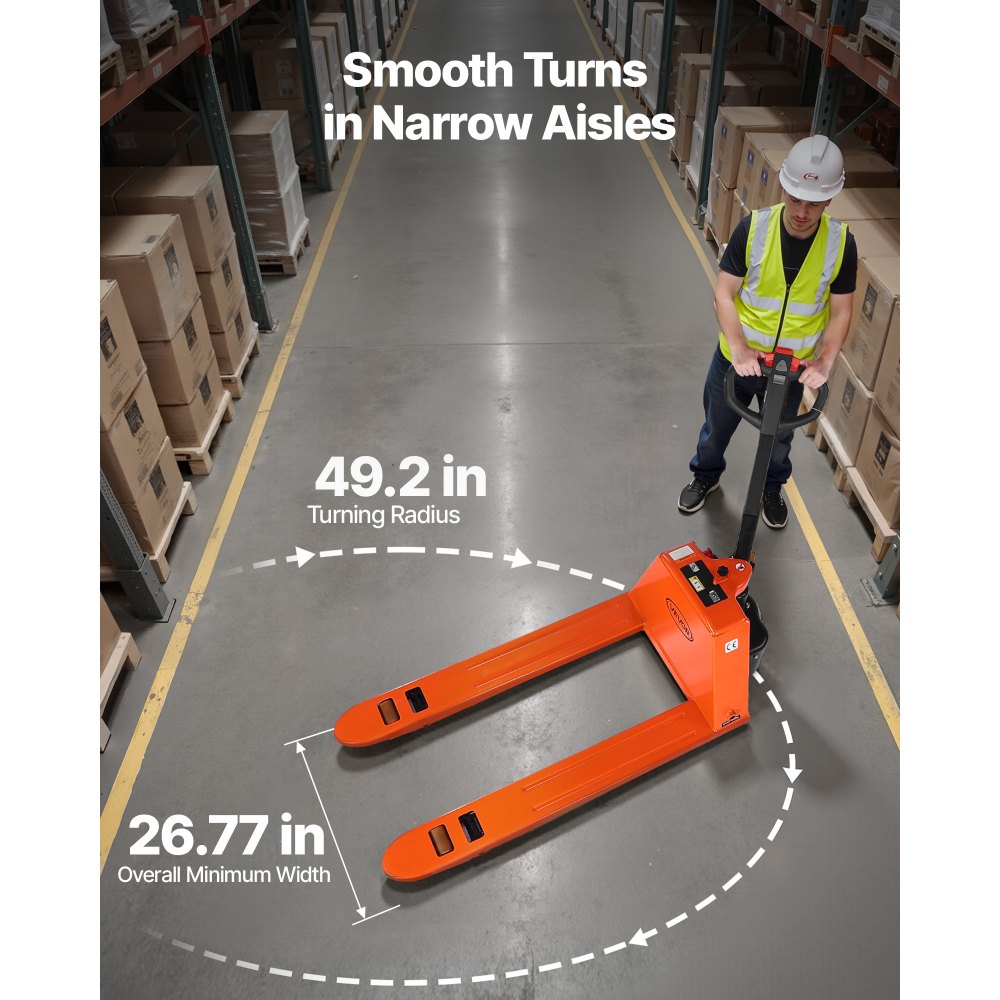 VEVOR Electric Pallet Jack, 3300 lbs Load Capacity, Lithium Battery Powered Pallet Jack Truck with 48L x 27W Inch Forks for Material Handling, Suitable for Warehouse, Supermarket, Manufacturing