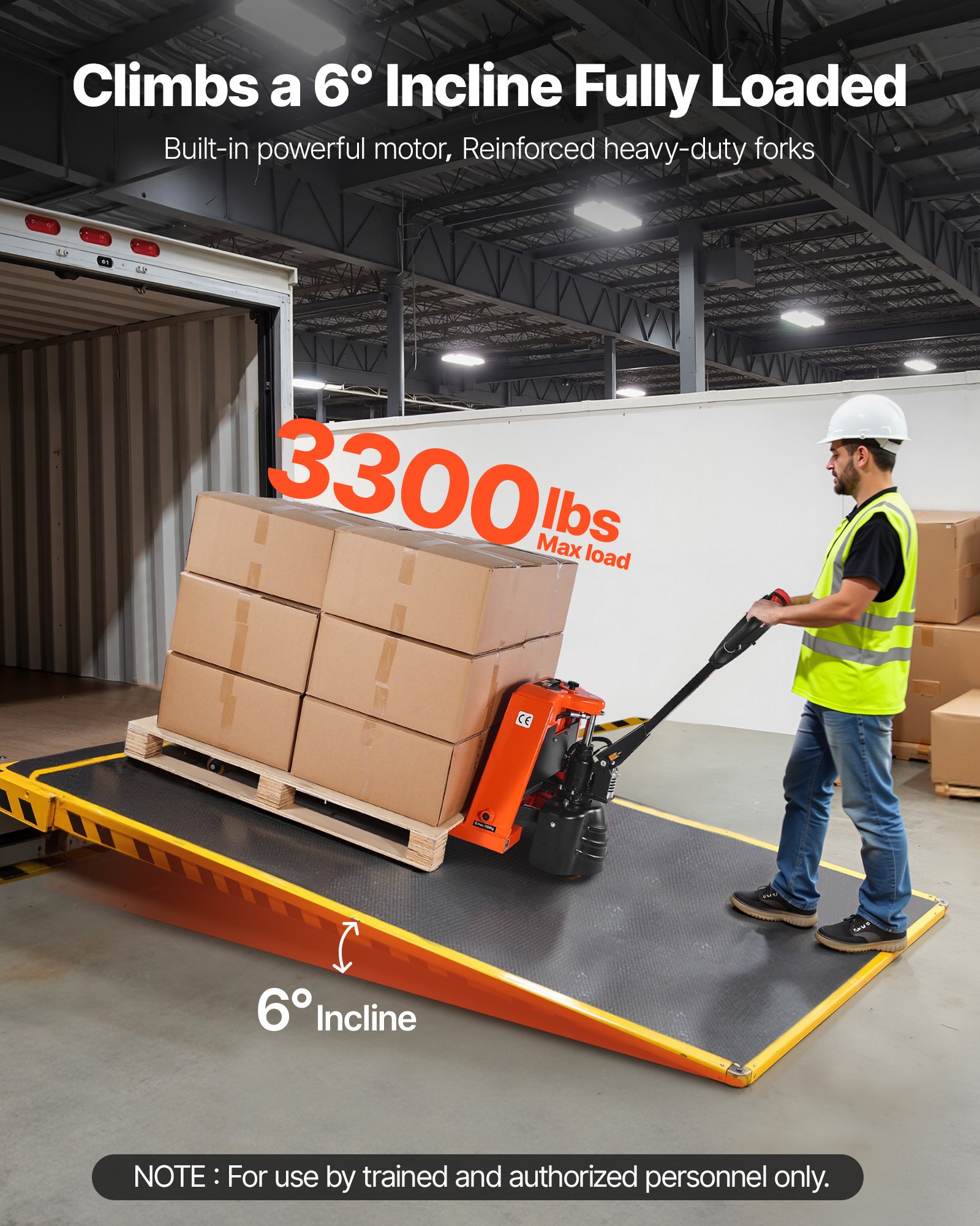 VEVOR Electric Pallet Jack, 3300 lbs Load Capacity, Lithium Battery Powered Pallet Jack Truck with 48L x 27W Inch Forks for Material Handling, Suitable for Warehouse, Supermarket, Manufacturing