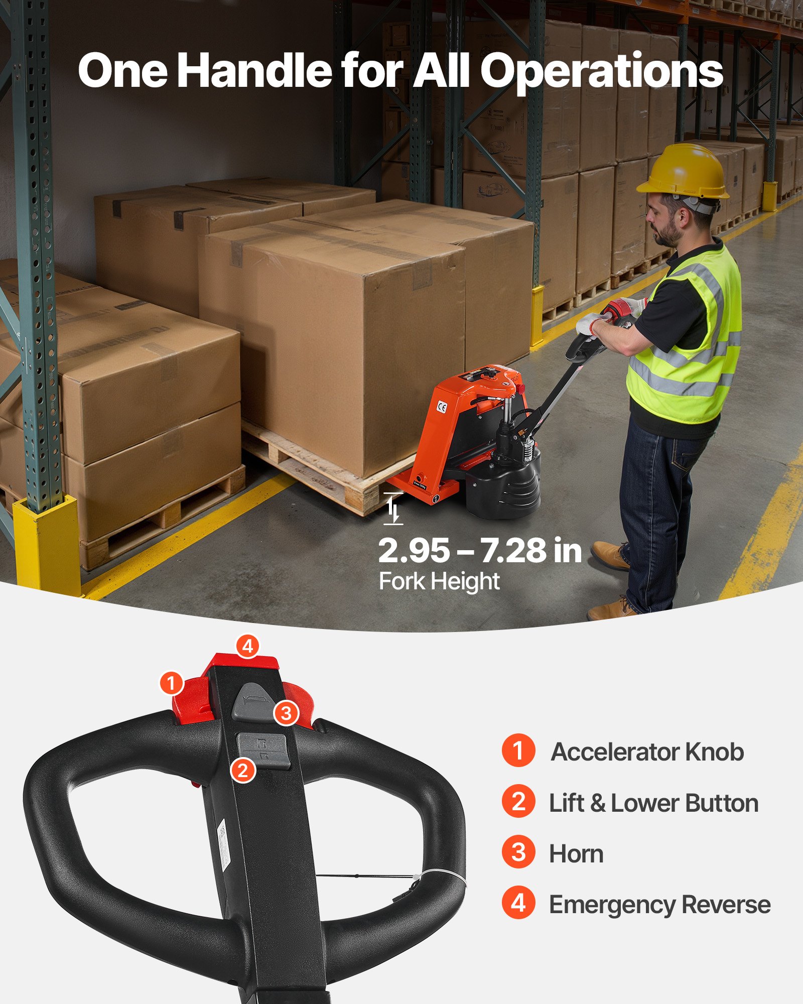 VEVOR Electric Pallet Jack, 3300 lbs Load Capacity, Lithium Battery Powered Pallet Jack Truck with 48L x 27W Inch Forks for Material Handling, Suitable for Warehouse, Supermarket, Manufacturing