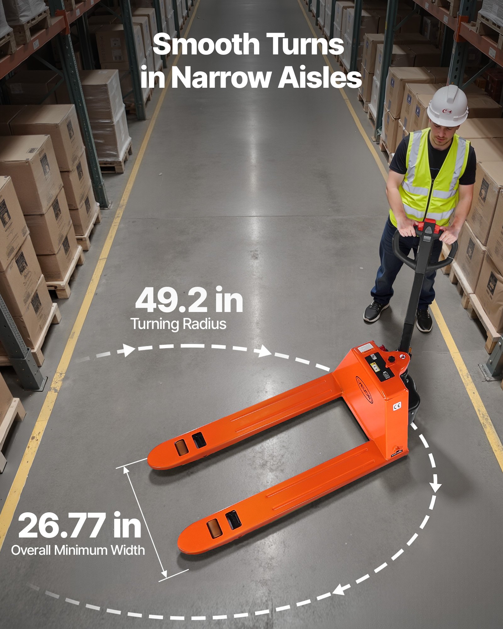VEVOR Electric Pallet Jack, 3300 lbs Load Capacity, Lithium Battery Powered Pallet Jack Truck with 48L x 27W Inch Forks for Material Handling, Suitable for Warehouse, Supermarket, Manufacturing