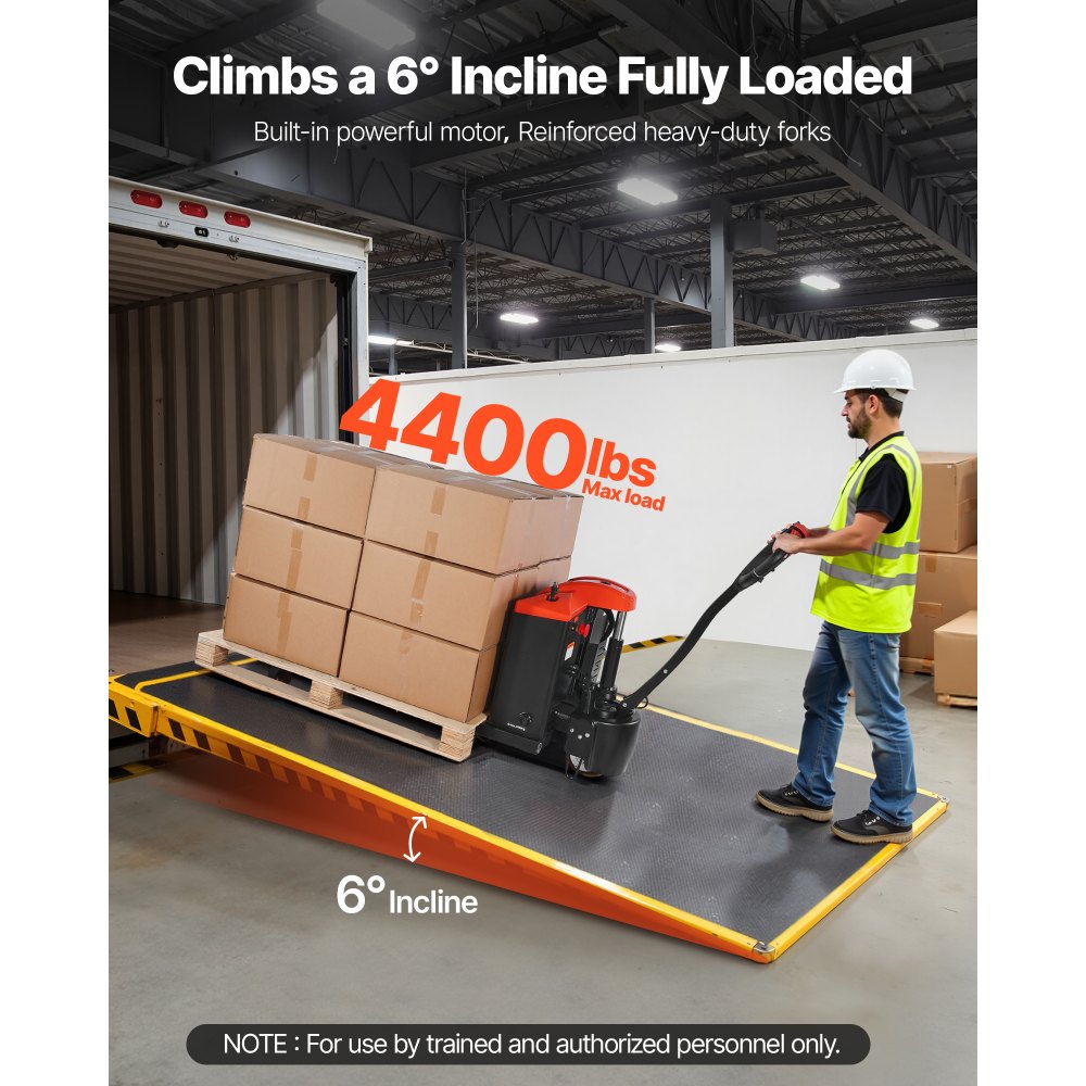 VEVOR Electric Pallet Jack, 4400 lbs Load Capacity, Lithium Battery Powered Pallet Jack Truck with 48L x 27W Inch Forks for Material Handling, Suitable for Warehouse, Supermarket, Manufacturing