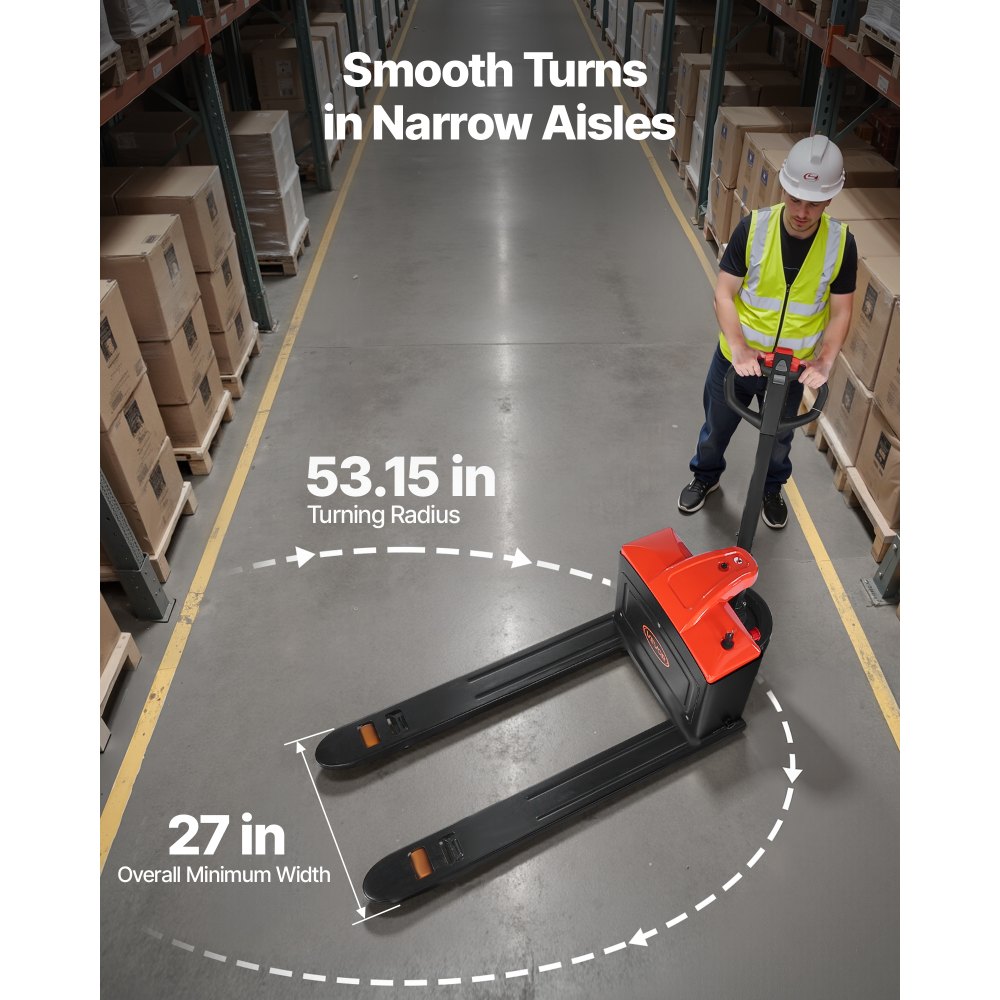 VEVOR Electric Pallet Jack, 4400 lbs Load Capacity, Lithium Battery Powered Pallet Jack Truck with 48L x 27W Inch Forks for Material Handling, Suitable for Warehouse, Supermarket, Manufacturing