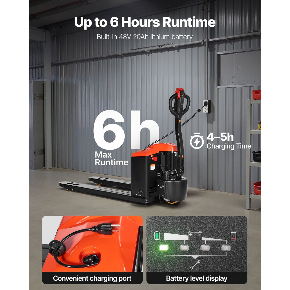 VEVOR Electric Pallet Jack, 4400 lbs Load Capacity, Lithium Battery Powered Pallet Jack Truck with 48L x 27W Inch Forks for Material Handling, Suitable for Warehouse, Supermarket, Manufacturing