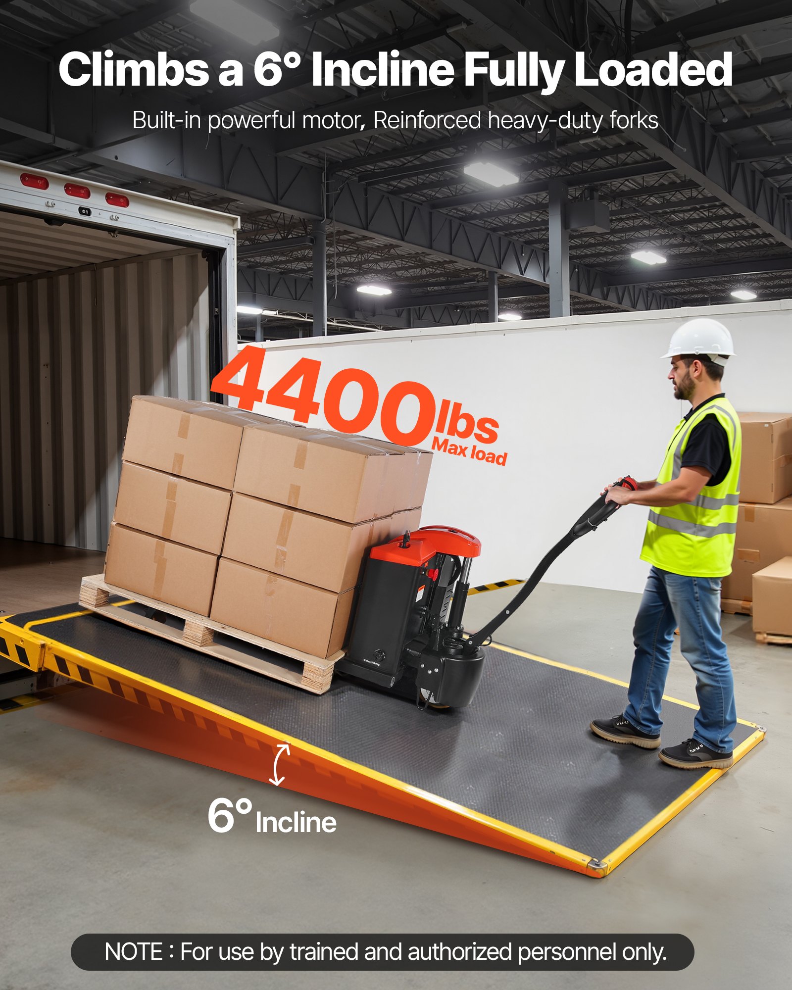 VEVOR Electric Pallet Jack, 4400 lbs Load Capacity, Lithium Battery Powered Pallet Jack Truck with 48L x 27W Inch Forks for Material Handling, Suitable for Warehouse, Supermarket, Manufacturing