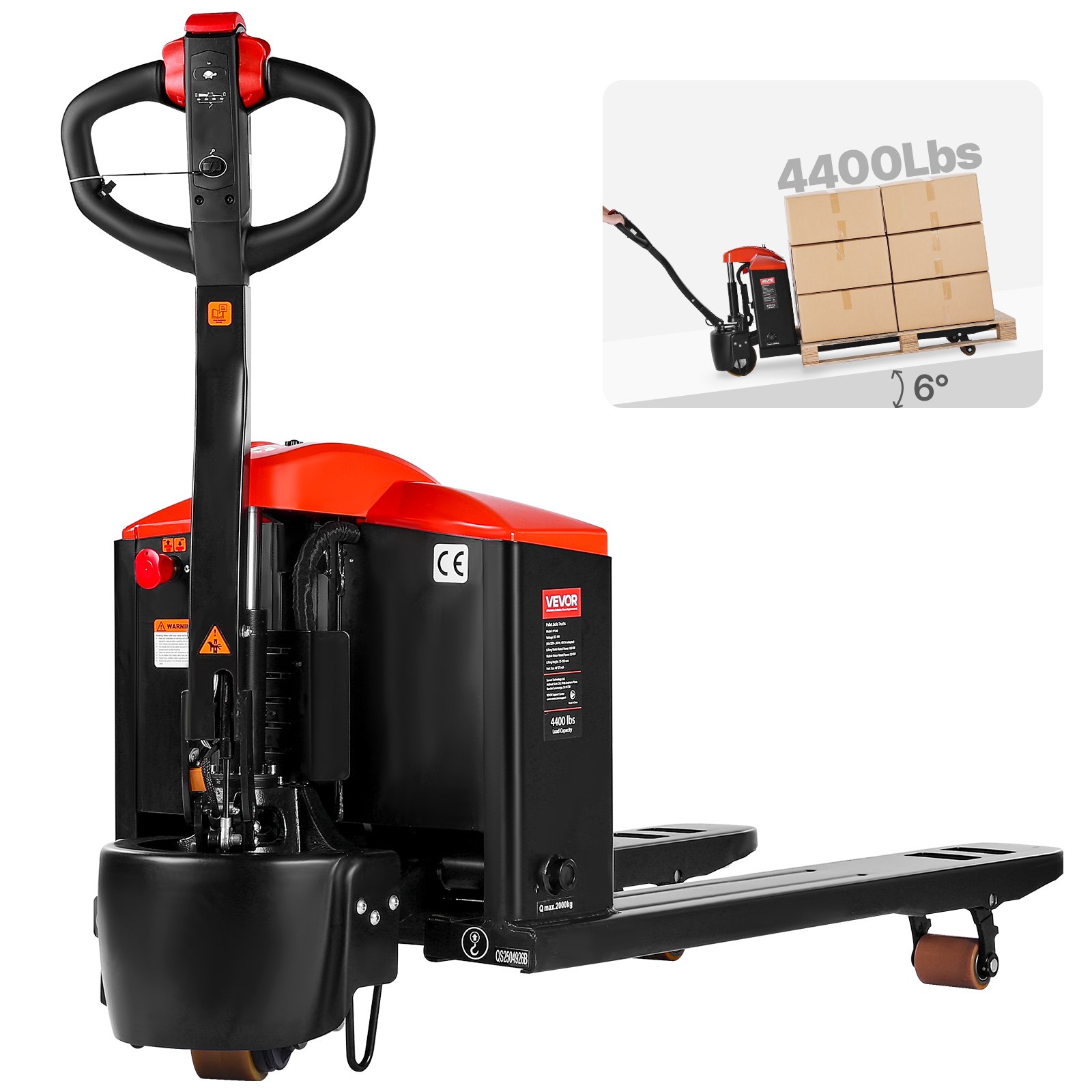 VEVOR Electric Pallet Jack, 4400 lbs Load Capacity, Lithium Battery Powered Pallet Jack Truck with 48L x 27W Inch Forks for Material Handling, Suitable for Warehouse, Supermarket, Manufacturing