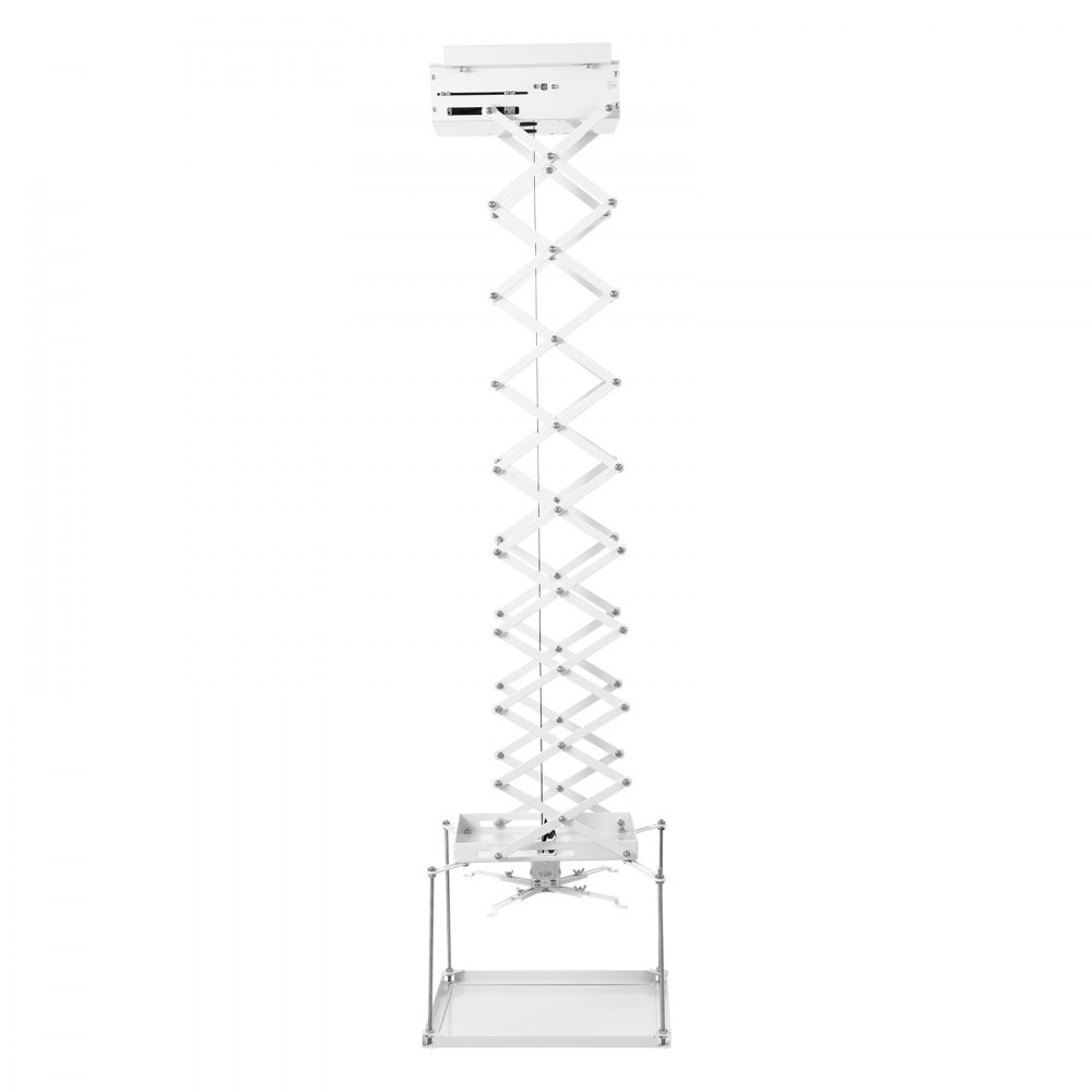 VEVOR Motorized Projector Lift, Electric Projector Lift Adjustable Height 59 in,  Hidden Projector Ceiling Mount with Remote and Wired Control, Ideal for Movies, Home, Office, Stage and Studio, White