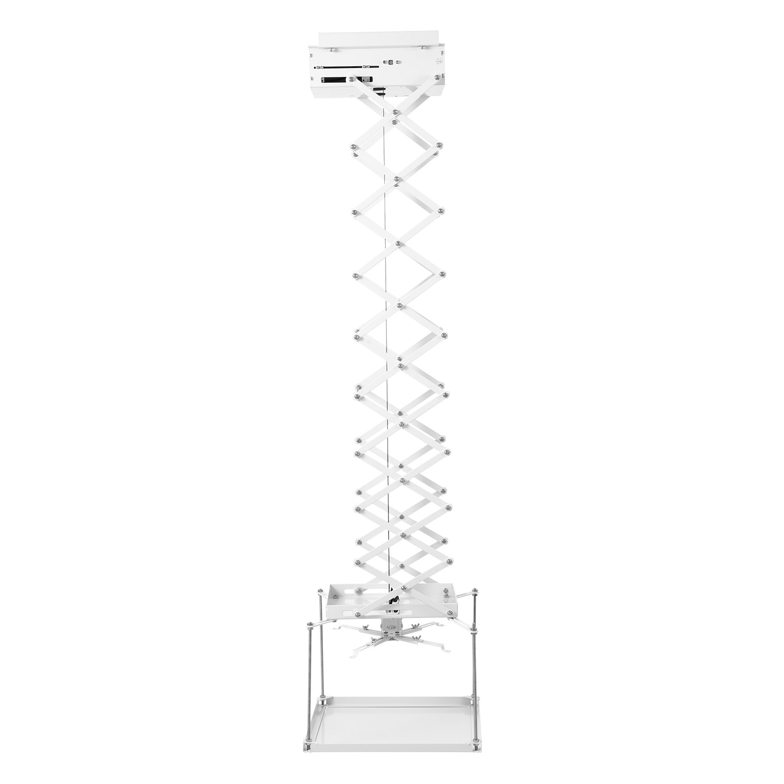 VEVOR Motorized Projector Lift, Electric Projector Lift Adjustable Height 59 in,  Hidden Projector Ceiling Mount with Remote and Wired Control, Ideal for Movies, Home, Office, Stage and Studio, White