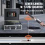 VEVOR Sewer Camera with 512Hz Locator,100 ft/30 m, 7" Pipeline Inspection Camera with DVR Function, IP68 Camera with 12 Adjustable LEDs, A 16 GB SD Card for Sewer Line, Home, Duct Drain Pipe Plumbing