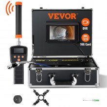 VEVOR Sewer Camera with 512Hz Locator,100 ft/30 m, 7" Pipeline Inspection Camera with DVR Function, IP68 Camera with 12 Adjustable LEDs, A 16 GB SD Card for Sewer Line, Home, Duct Drain Pipe Plumbing