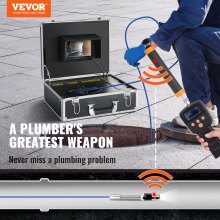 VEVOR Sewer Camera with 512Hz Locator, 131 ft/40 m, 7" Pipeline Inspection Camera with DVR Function, IP68 Camera with 12 Adjustable LEDs, A 16 GB SD Card for Sewer Line, Home, Duct Drain Pipe Plumbing