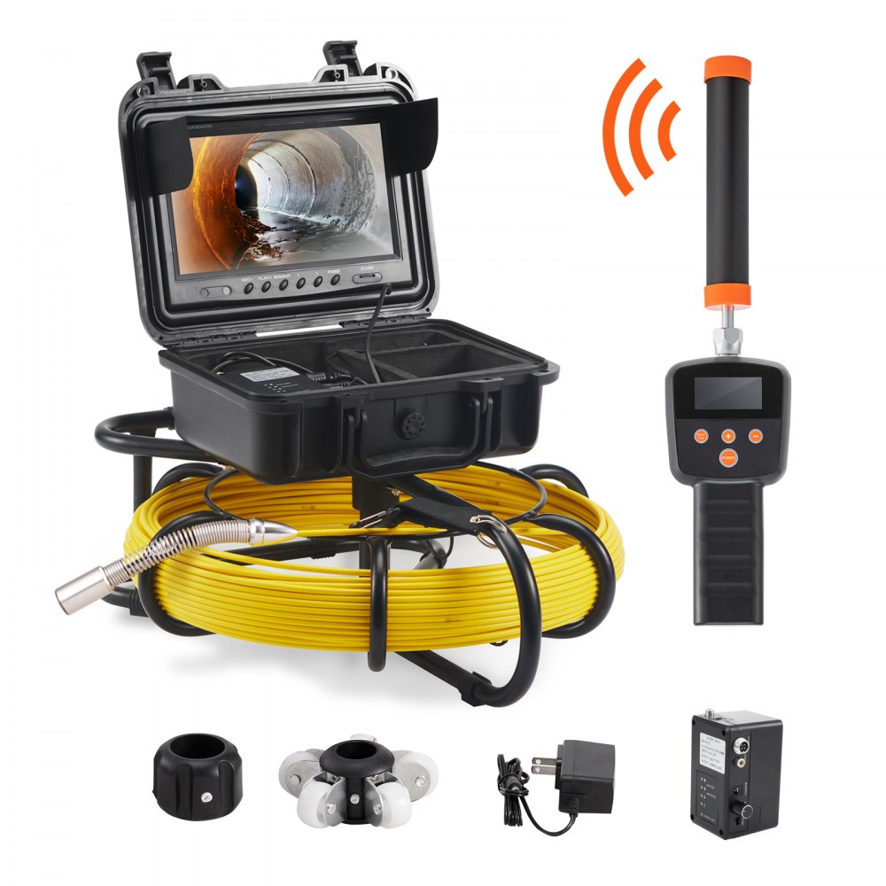 VEVOR Sewer Camera with 512Hz Locator, 165 ft/50 m, 9 Pipeline Inspection  Camera with DVR