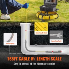 VEVOR Sewer Camera with 512Hz Locator, 165 ft/50 m, 9" Pipeline Inspection Camera with DVR Function, IP68 Camera with 12 Adjustable LEDs, A 16 GB SD Card for Sewer Line, Home, Duct Drain Pipe Plumbing