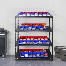 VEVOR plastopbevaringsbeholder, (5-tommer x 4-tommer x 3-tommer), hængende stabelbar opbevaringskasse, blå/rød, 24-pak, kraftige stablebeholdere til skab, køkken, kontor eller pantryorganisation