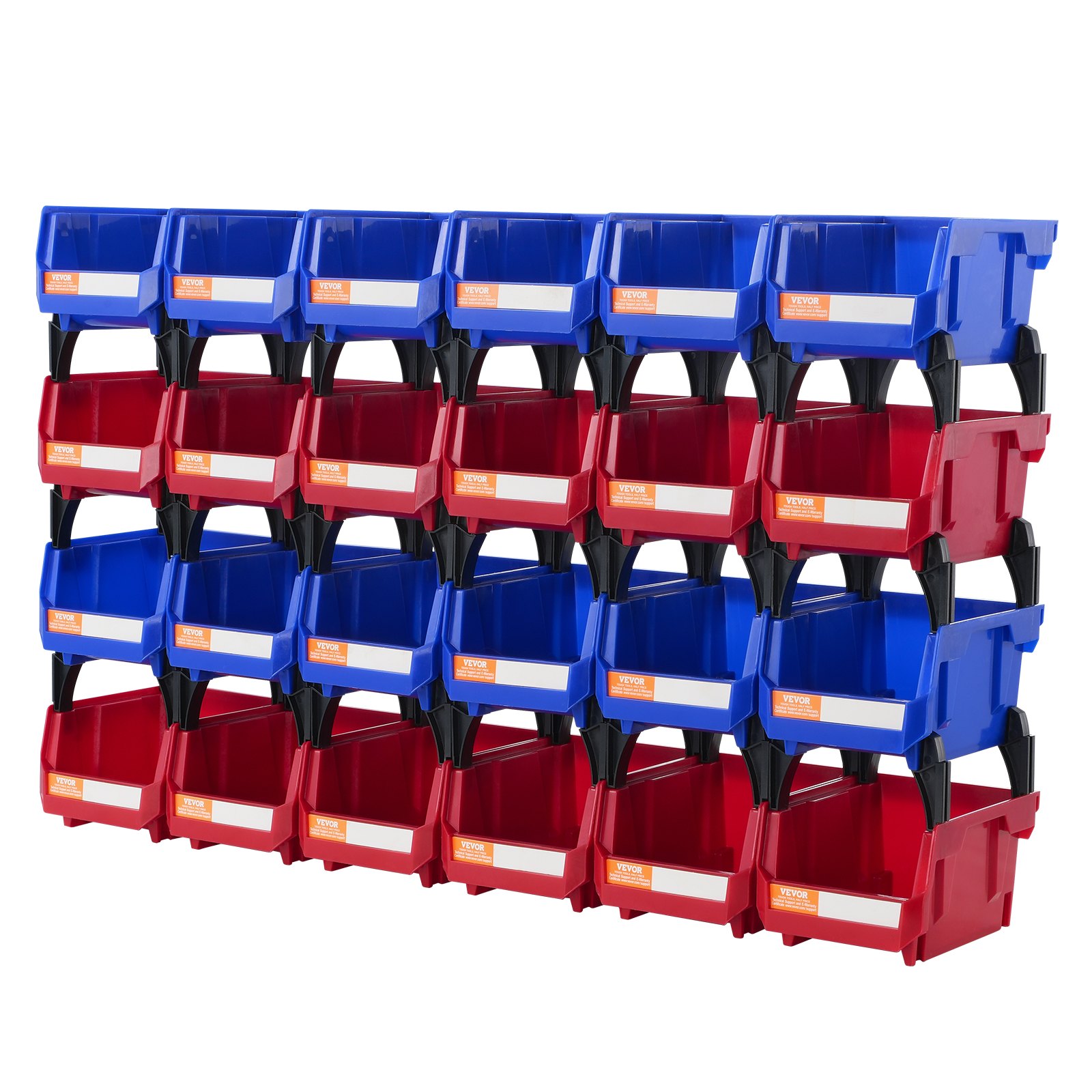 VEVOR Plastic Storage Bin, (137 mm x 105 mm x 78 mm), Hanging Stackable Storage Organizer Bin, Blue/Red, 24-Pack, Heavy Duty Stacking Containers for Closet, Kitchen, Office, or Pantry Organization